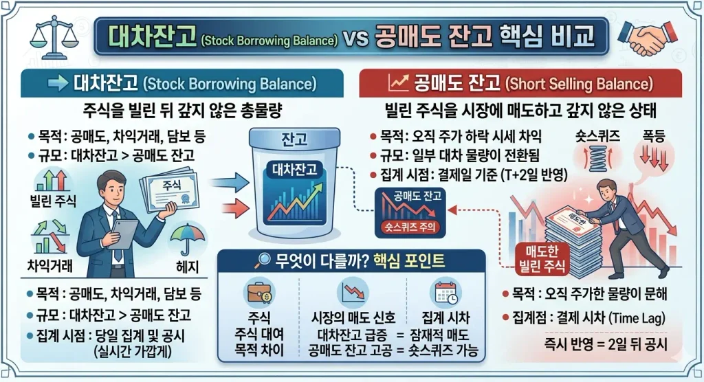 대차잔고 뜻과 공매도 잔고 차이