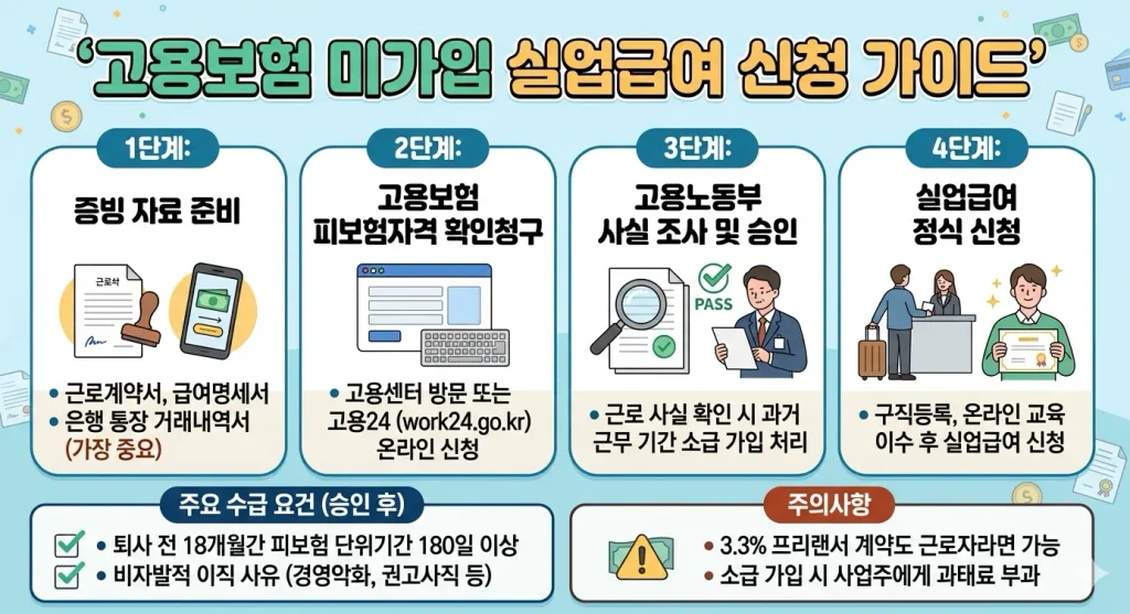 고용보험 미가입 상태에서 실업급여